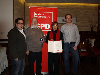 v.l.n.r. Alexander Maute, Hansjörg Kern, Bundestagskandidatin Stella Kirgiane-Efremidis, Manuel Schmoll