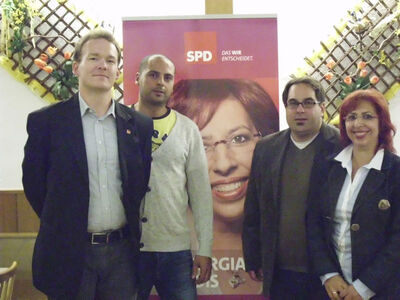 Manuel Schmoll, Sobhi Rustom, Kreisvorsitzender Alexander Maute, Bundestagskandidatin Stella Kirgiane-Efrimidis
