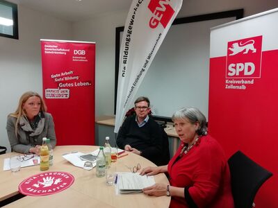 Elke Wach, DGB, Martin Rosemann MdB, SPD und Petra Kilian, GEW