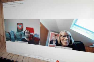 Landtagskandidatin Annegret Lang im digitalen Austausch mit Benjamin Stein, Geschäftsführer ver.di Fils-Neckar-Alb.